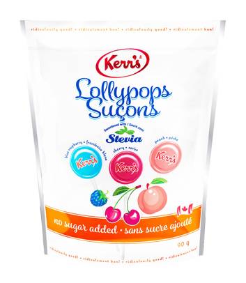 Kerr's No Sugar Added Lollypops, Blue Berry-Cherry-Peach (90 g)