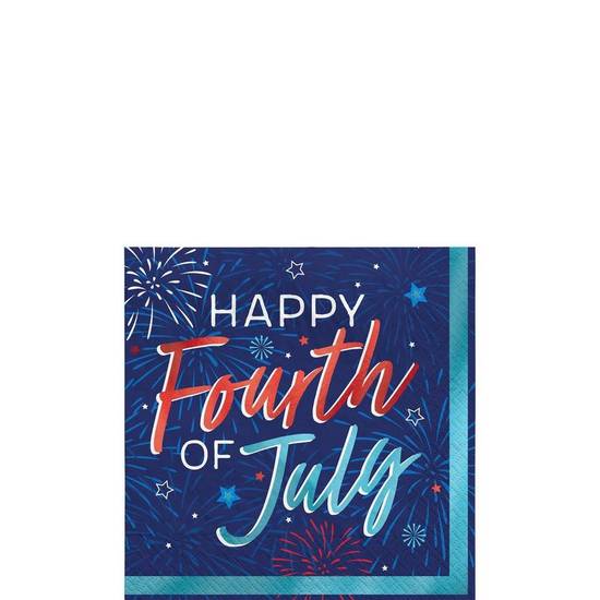 Metallic Patriotic Celebration Paper Beverage Napkins, 5in, 16ct
