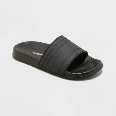 Kids' Nikko Sport Slide Sandals - Cat & Jack™ Black L: Slip-On, Contoured Footbed, Open Toe, Indoor/Outdoor Use