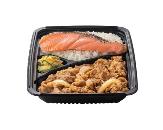 牛鮭弁当