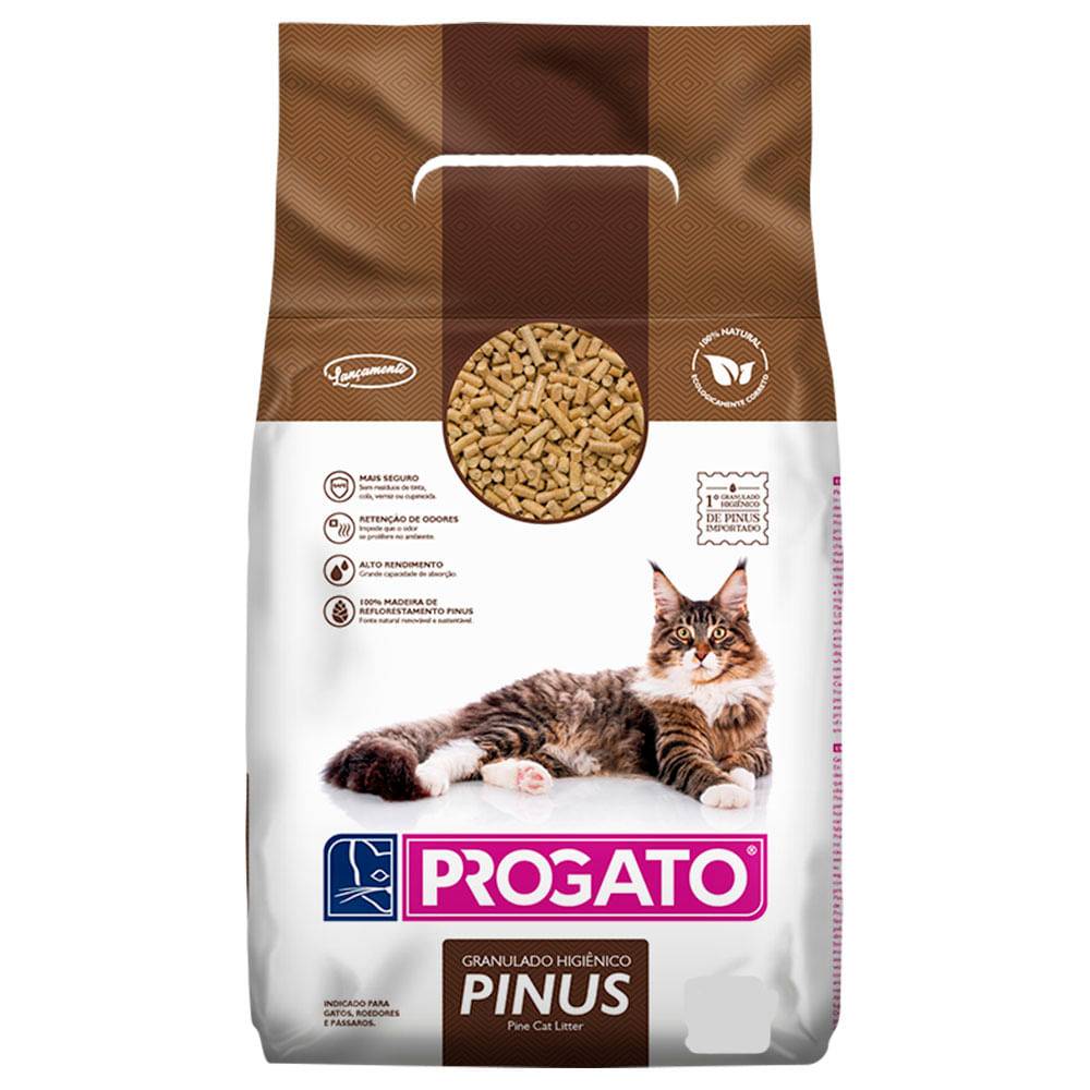 Progato granulado higiênico pinus para gatos (1,8kg)