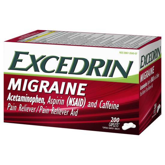 Excedrin Migraine Acetaminophen Aspirin and Caffeine Pain Reliver Caplets (200 ct)