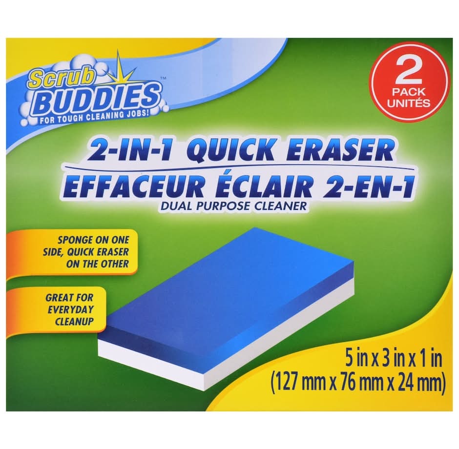 Scrub Buddies 2-In-1 Quick Eraser Sponges, 5x3x1 in (2 ct)