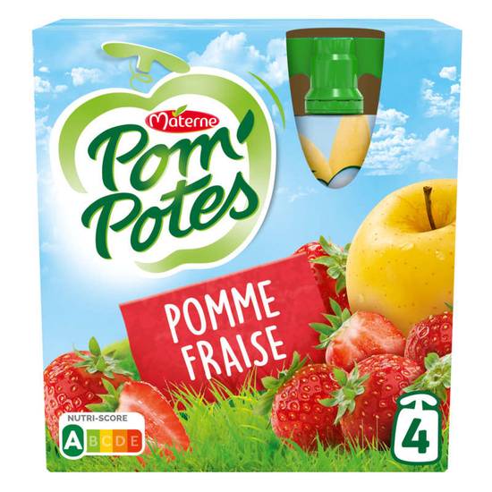 Compotes - Pomme Fraise - x4 - Gouter enfant 4x90g POM'POTES