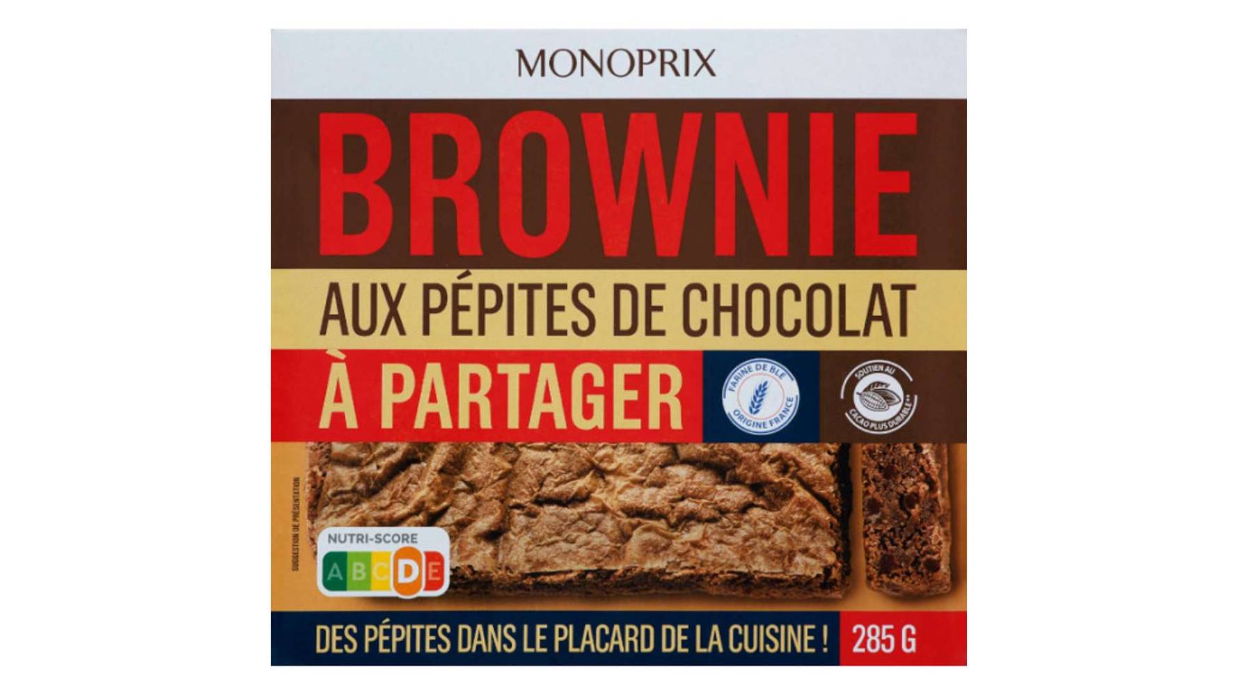 Monoprix Brownie aux pépites de chocolat à partager La boîte de 285 g