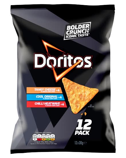 Doritos Cool Original-Tangy Cheese-Chilli Heatwave, Variety pack Tortilla Chips Crisps (12 pack)