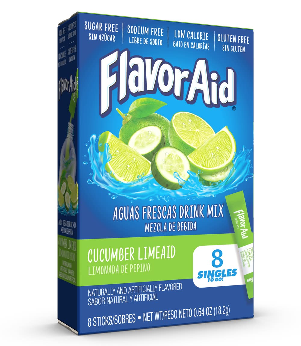 Flavor Aid Aguas Frescas Drink Mix Sticks, Cucumber Limeade (0.64 oz, 8 ct)