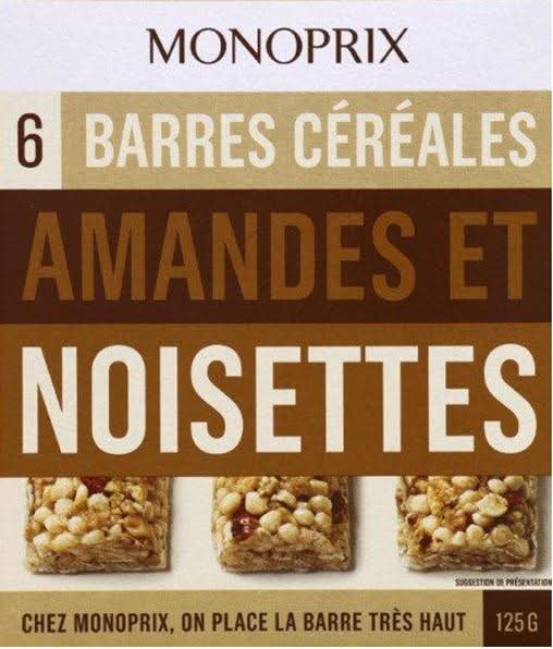 Monoprix - Barres céréales aux amandes et aux noisettes (6)