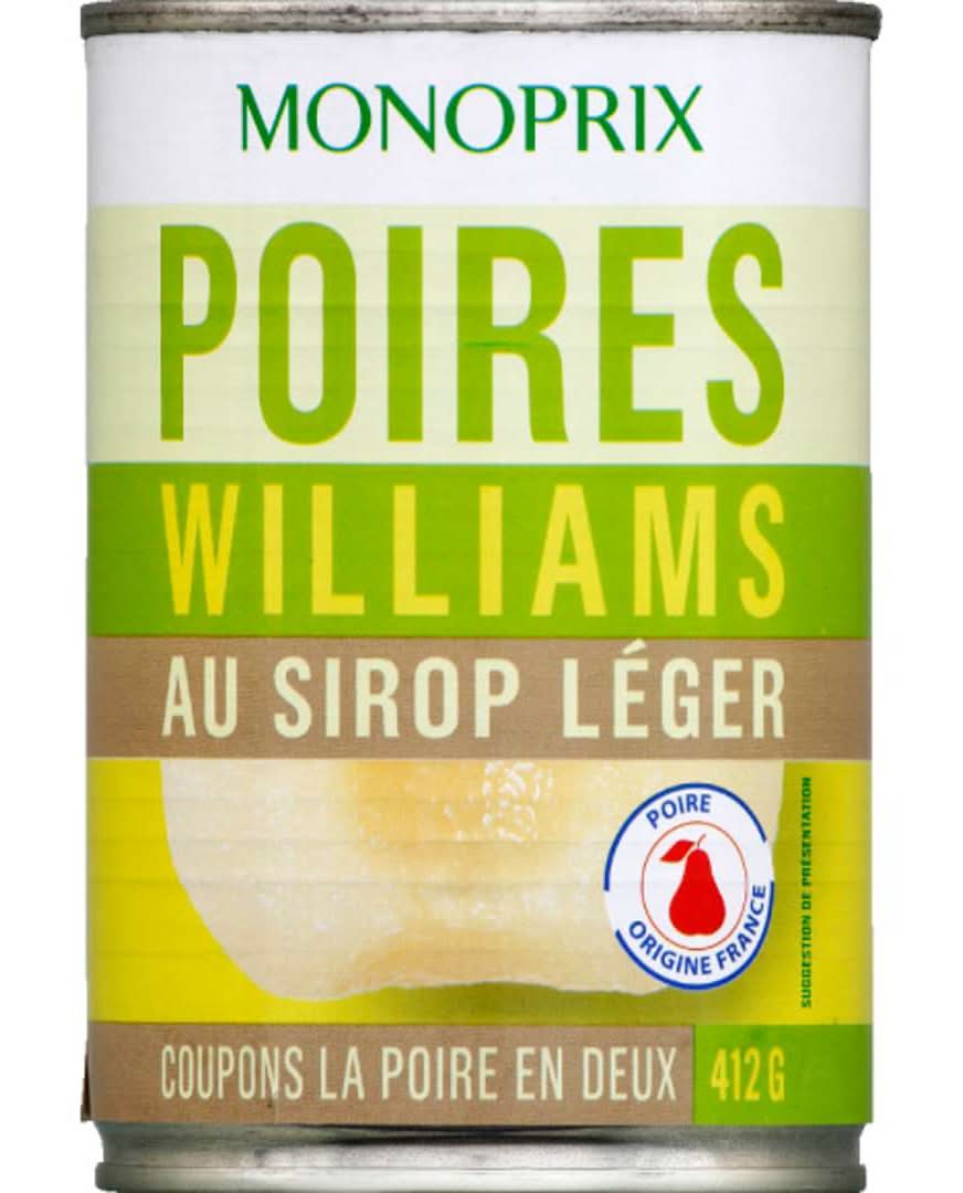 Monoprix - Poires williams au sirop léger (412g)