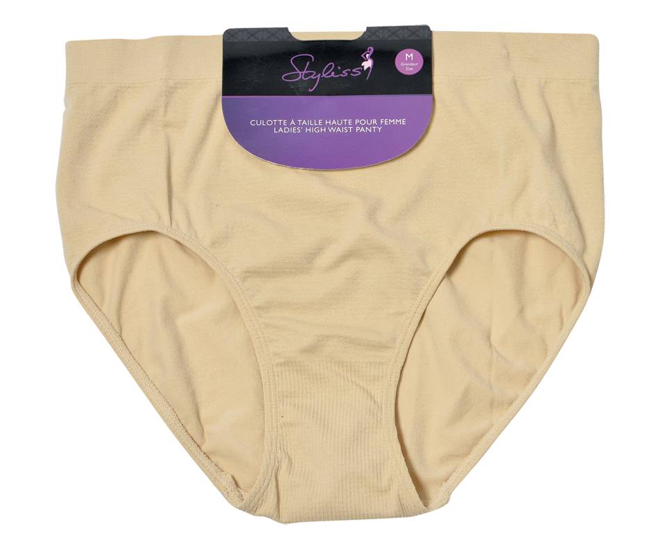 Styliss culotte à taille haute pour femme (1 unité, moyen, beige) - ladies' high waist panty (1 unit, medium, beige)