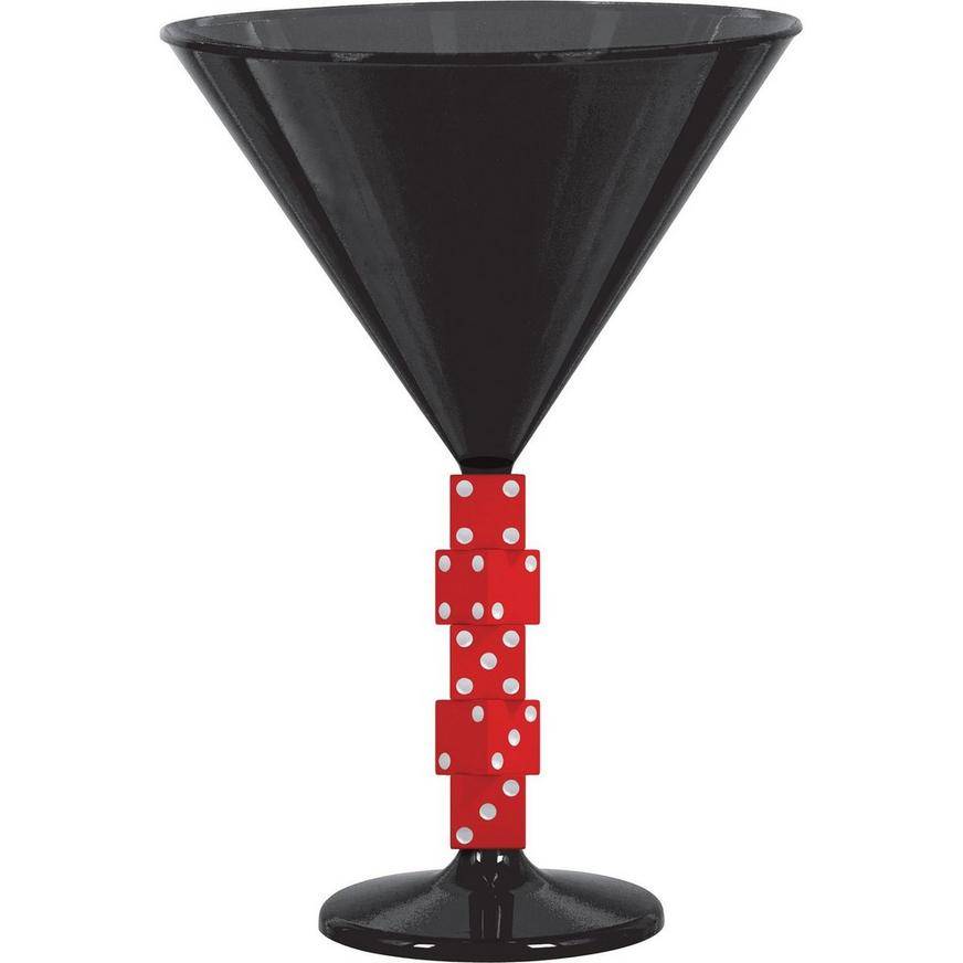 Party City Roll the Dice Casino Martini Glass, Black