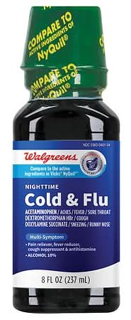 Walgreens Original Nighttime Cold & Flu Relief Liquid (8 fl oz)