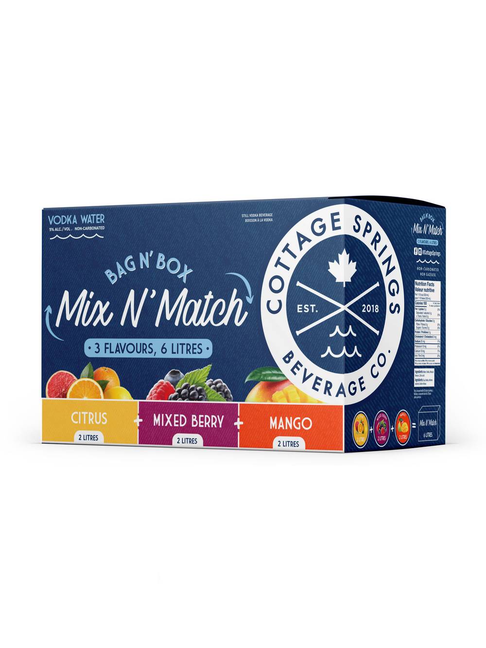Cottage Springs Mix N Match Vodka Water (6 pack, 1000 L) (citrus - mixed berry - mango)