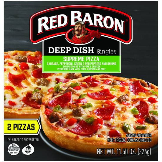 Red Baron Deep Dish Singles Supreme Pizza, 2 CT