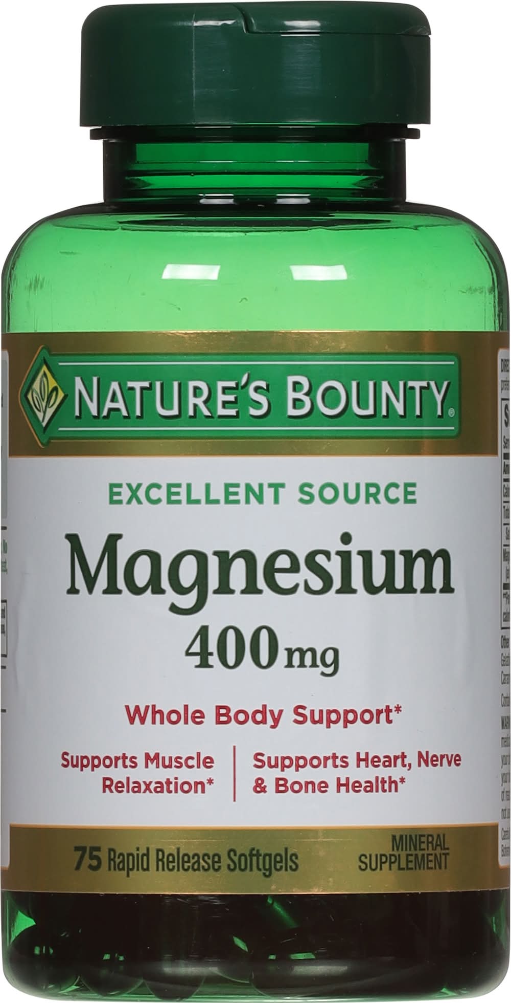 Nature's Bounty Magnesium Mineral Supplement Softgels 400 mg (75 ct)