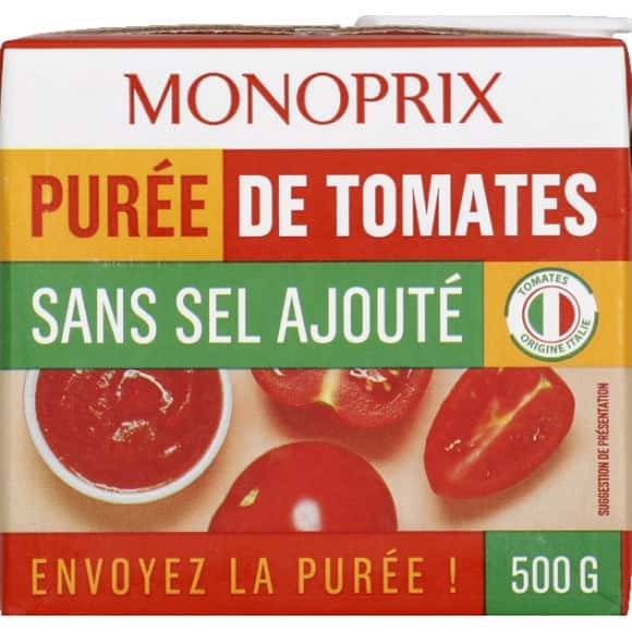 Monoprix Purée De Tomates Sans Sel Ajouté La Brique De 500G