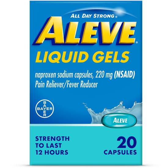 Aleve Liquid Gels, Naproxen Sodium for Pain Relief, 20 CT