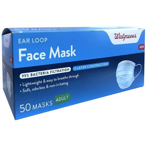 Walgreens 3-Ply Ear Loop Face Mask - 50.0 ea