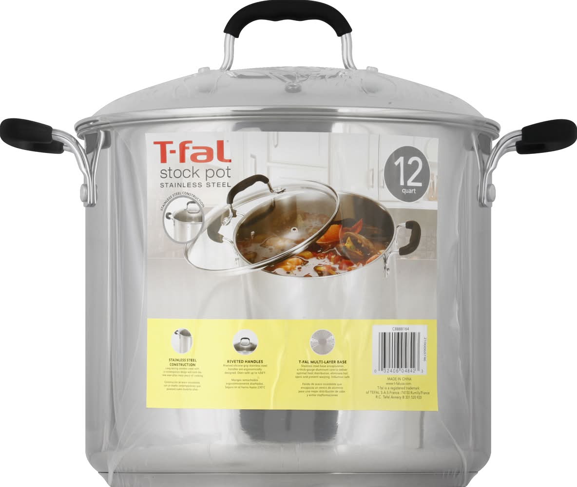 T-Fal Stainless Steel 12 Quart Stock Pot, Sliver