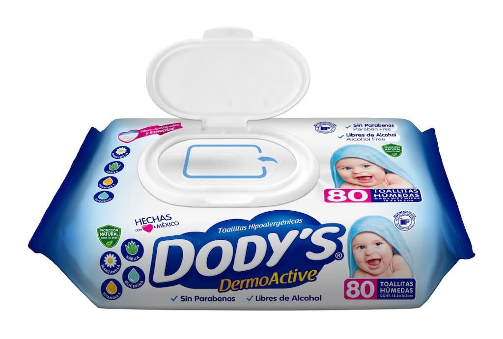 Dody's · Dermo active toallitas húmedas, 18x15 cm (80 un)