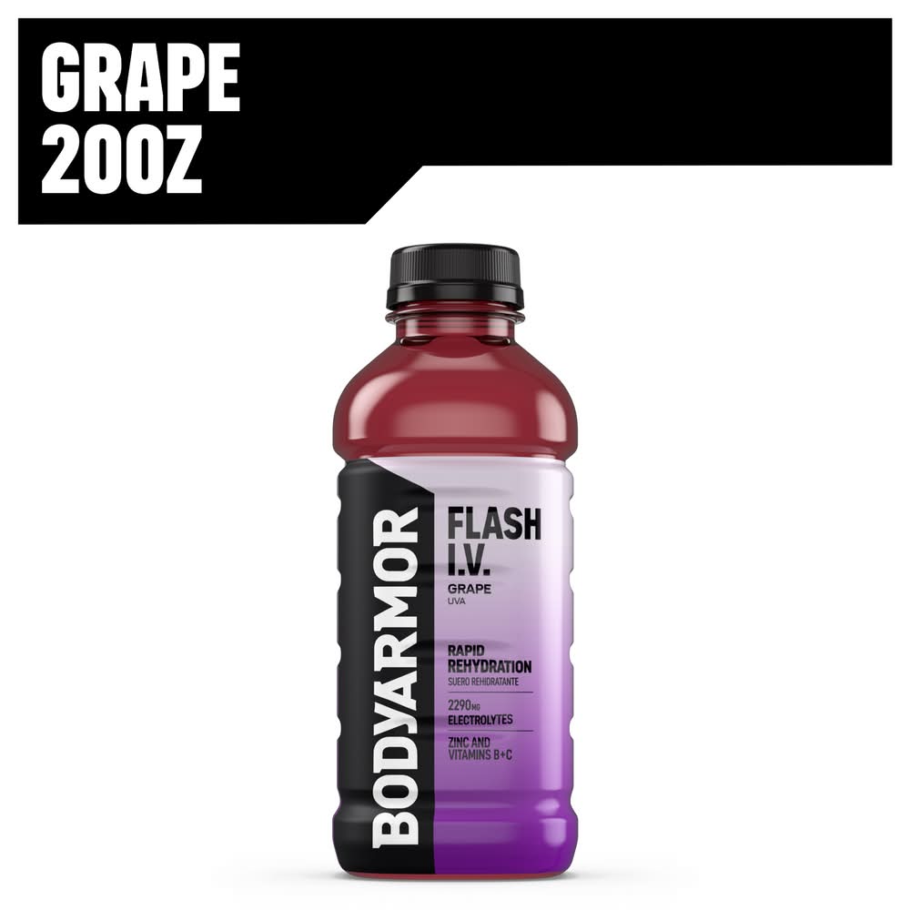 BODYARMOR Flash I.v. Rapid Rehydration Electrolyte Beverage, Grape (20 fl oz)