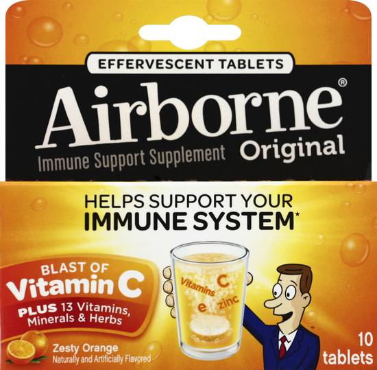 Airborneoriginal Zesty Orange Vitamin C Immune Effervescent Tablets (10 ct)
