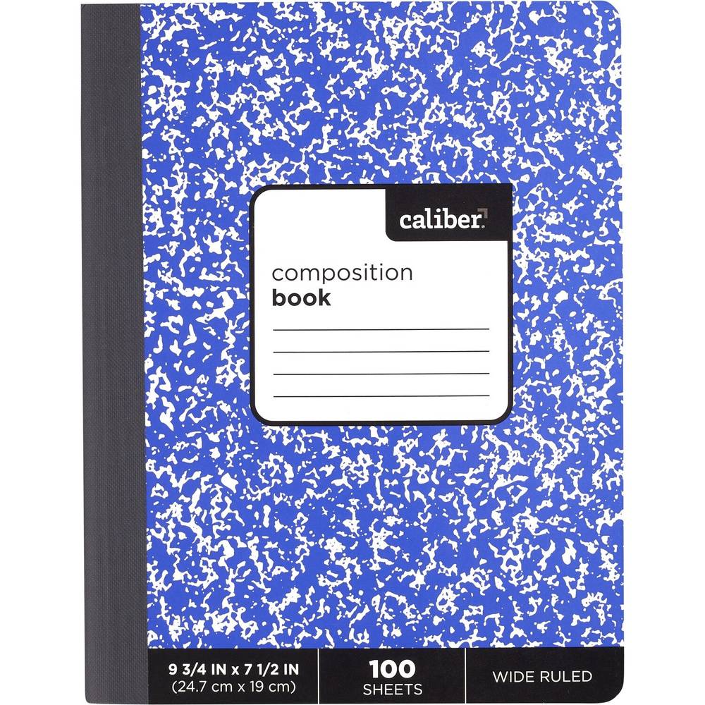 Caliber Composition Notebook Wide Ruled 100 Sheets, Assorted Colors