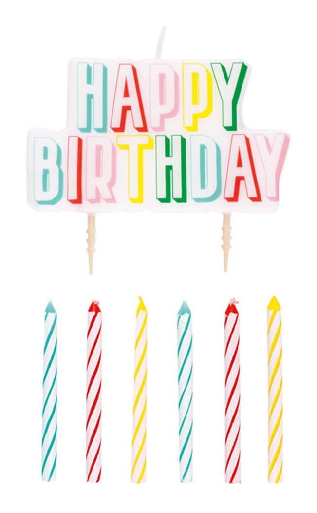 321 Party! Bright Stripes Cake Topper Birthday Candle Set 7 Pc