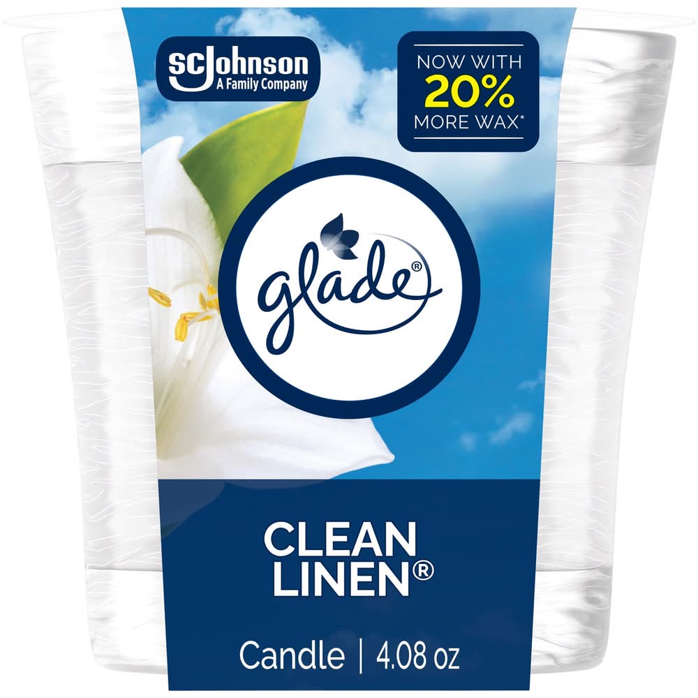 Glade Ivory Clean Linen Scent Air Freshener Candle 4.08 Oz