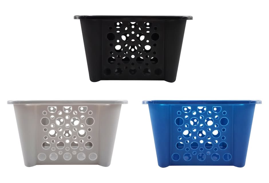 Stackable Plastic Baskets, 9.75x8.75x6 in, Assorted (3 ct)