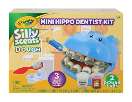 Crayola Silly Scents Dough Mini Hippo Dentist Kit Set Mini Hippo Dentist