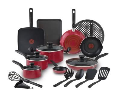 T-Fal Simply Cook Nonstick Cookware Set, Red (20 ct)