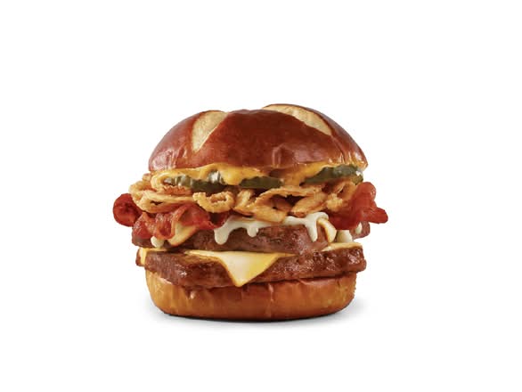 Pretzel Bacon Pub Double Cheeseburger
