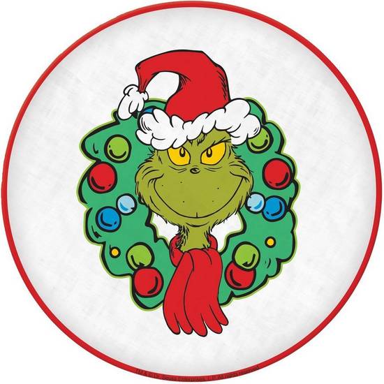 Traditional Grinch Christmas Round Melamine Platter, 13.5in