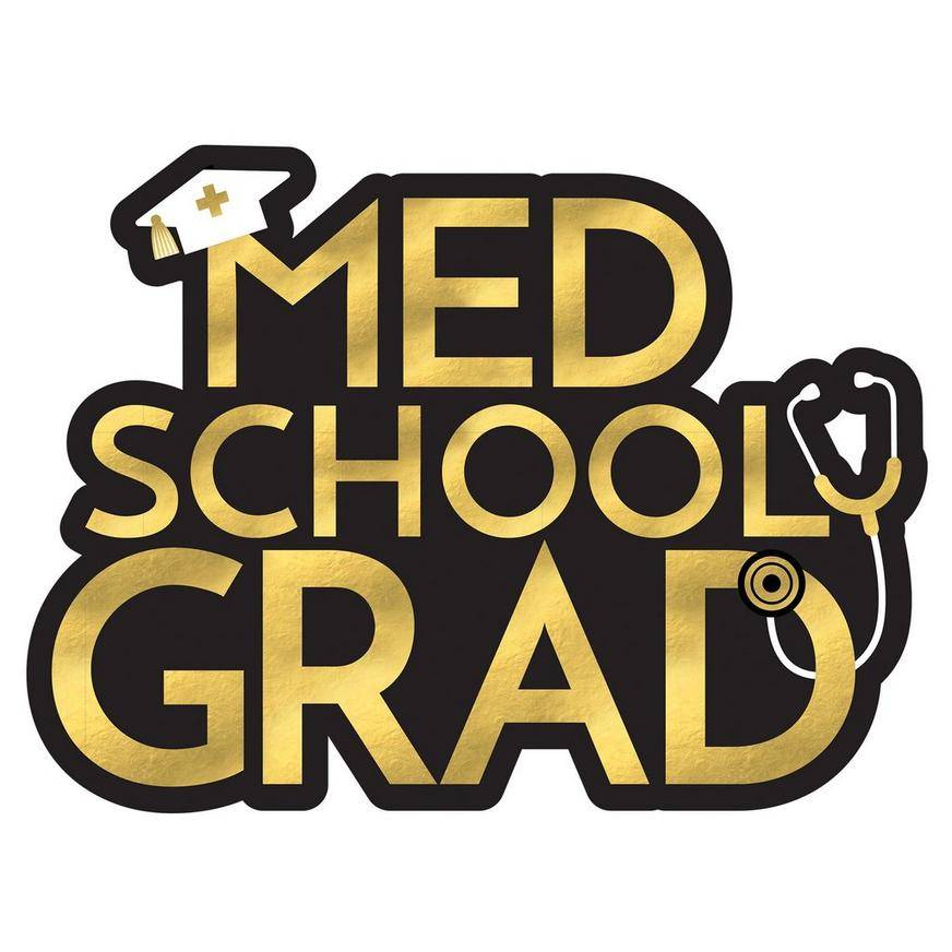 Metallic Gold Med School Grad Cardstock Cutout, 19.75in x 14.5in