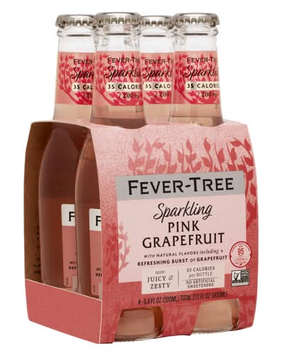 Fever-Tree Sparkling Mixer Soft Drink, Pink Grapefruit (4 x 6.8 fl oz)