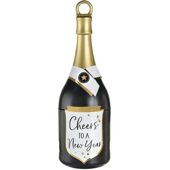 Uninflated Cheers to a New Year Plastic Champagne Bottle Balloon Weight, 5.6oz