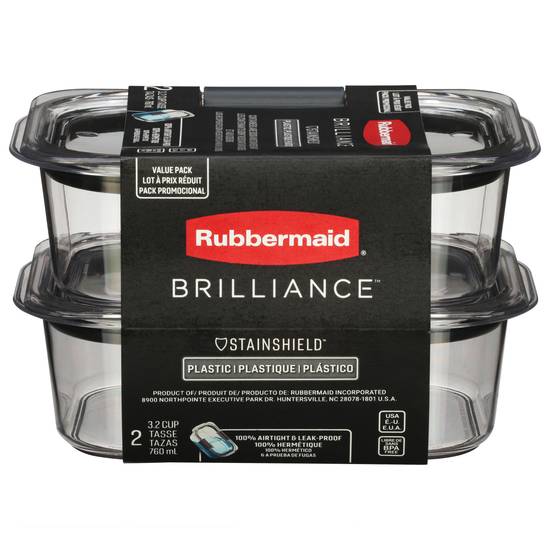 Rubbermaid Brilliance Stainshield Plastic Leak Proof Containers (2 ct)