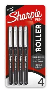 Sharpie Rollerball Style Pen, Black (4 ct)