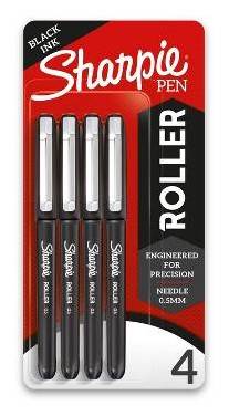 Sharpie Rollerball Style Pen, Black (4 ct)