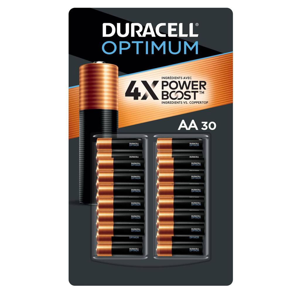 Duracell Piles AA Alcalines Longue Durée CopperTopD (30 unités) - CopperTop D Alkaline Long-Lasting Batteries AA (30 units)