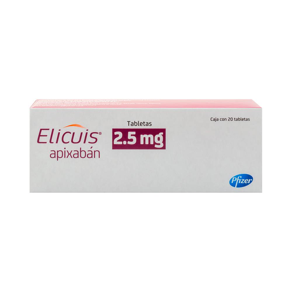 Pfizer elicuis apixabán tabletas 2.5 mg (20 piezas)