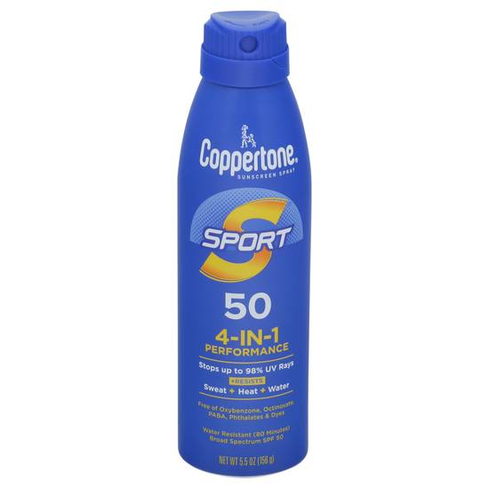 Coppertone 4-in-1 Broad Spectrum Spf 50 Sport Sunscreen Spray