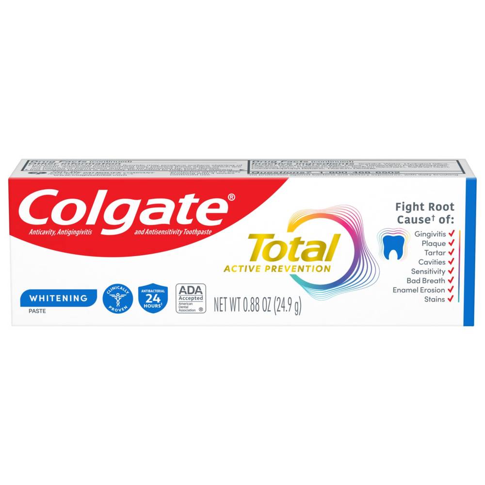 Colgate Total Whitening Travel Size Toothpaste, Advanced Whitening, 0.88 Oz