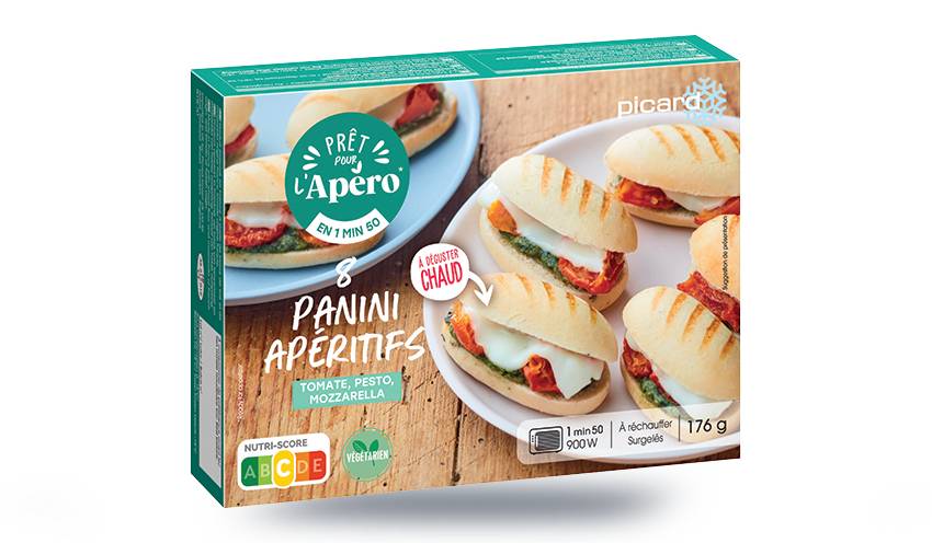 8 paninis apéritifs, pesto, tomate, mozzarella