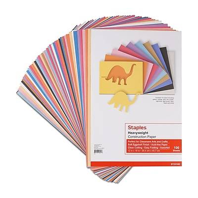 Staples® Heavyweight 12 x 18 Construction Paper, Assorted Colors, 100 Sheets/Pack (23109)