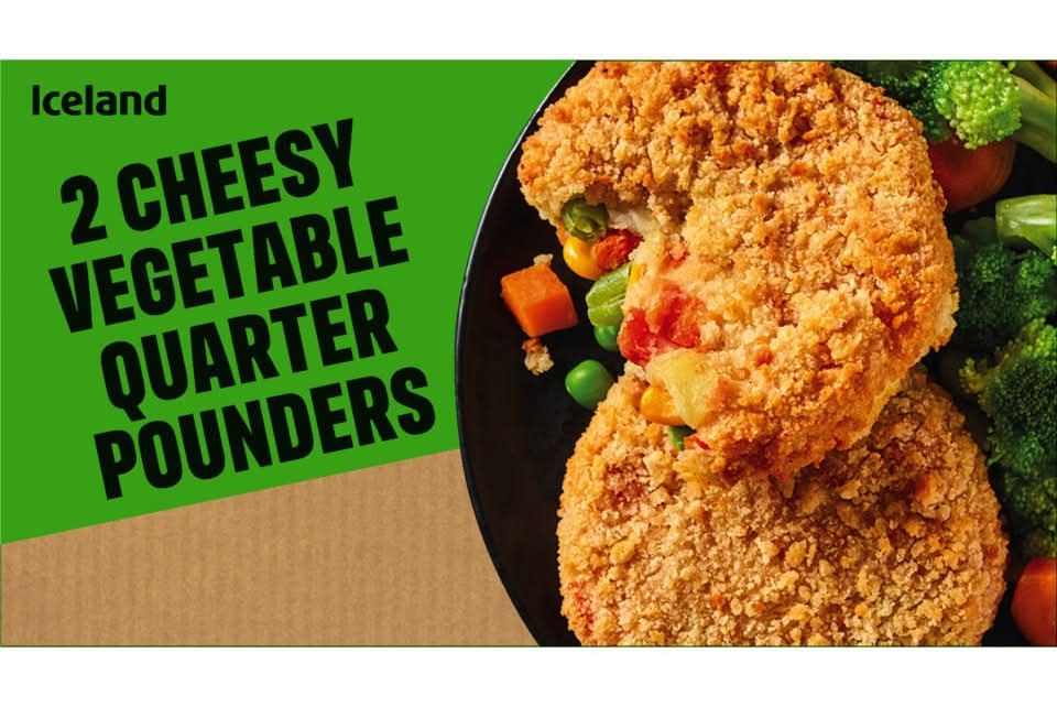Iceland Cheesy Vegetable Quarter Pounders (2 pack)