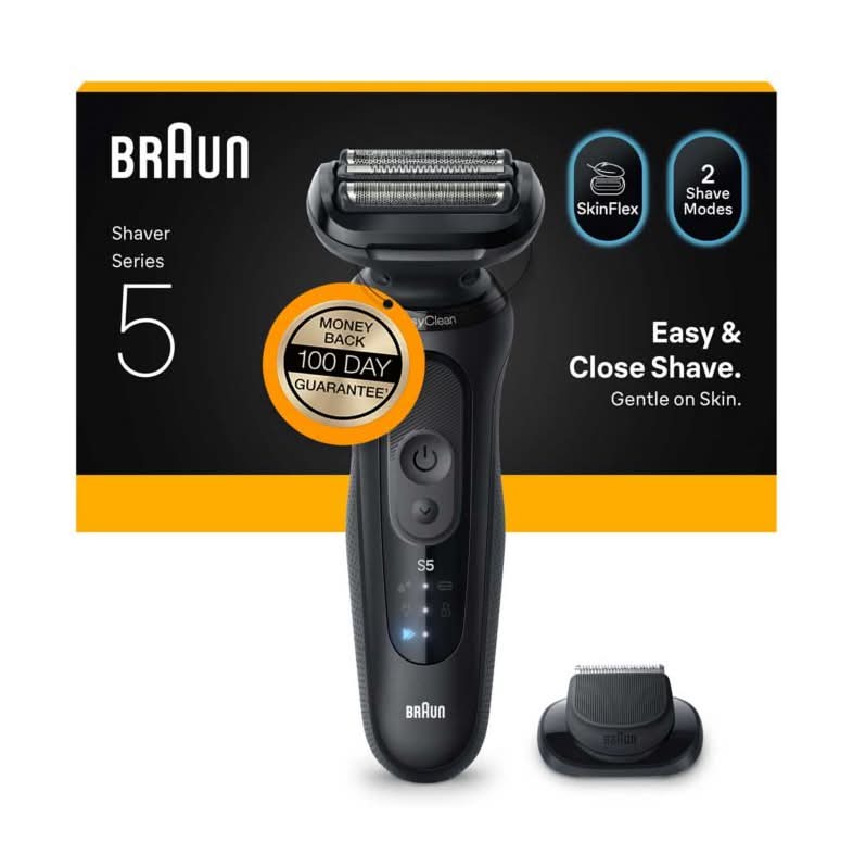 Braun Series 5 Electric Shaver, Up To 50 Min, Precision Trimmer Attachment, Cordless, Wet & Dry Razor For Men, 52-N1200S, Black