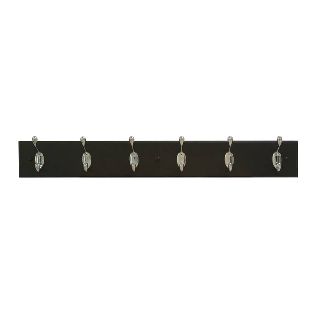 Style Selections 6-Hook 27-in x 3.54-in H Espresso Decorative Wall Hook (35-lb Capacity) | 45990CHXLG