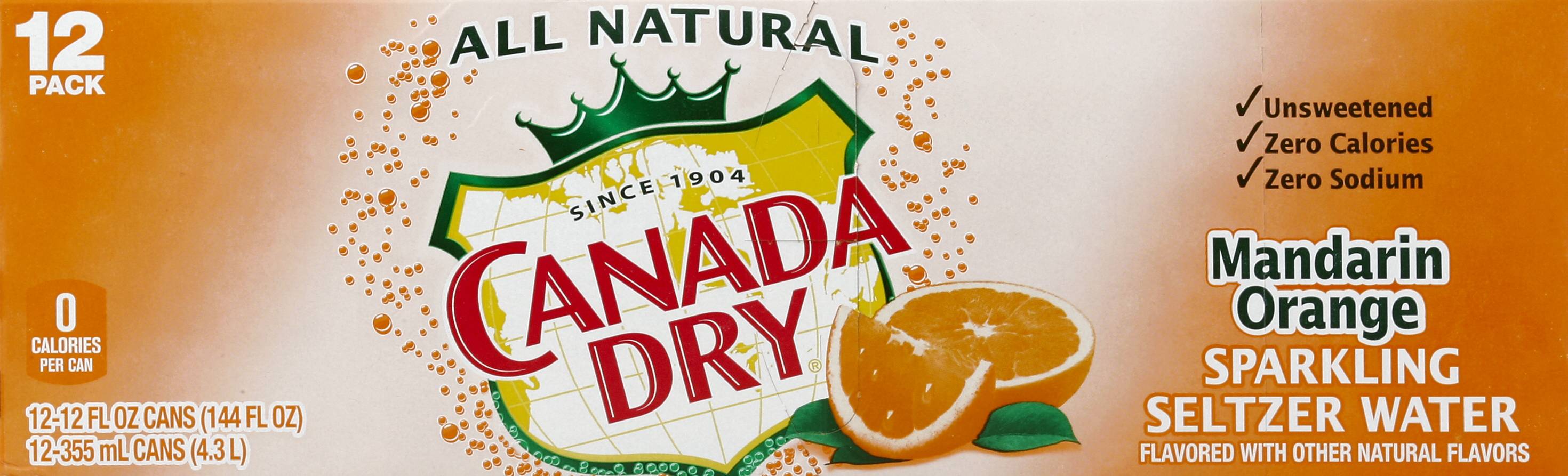 Canada Dry All Natural Sparkling Seltzer Water, Mandarin Orange (12 x 12 fl oz)